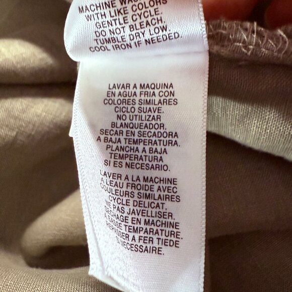 Ellen Tracy size M 100% linen army green decorative zip front short sleeve top - Picture 7 of 10